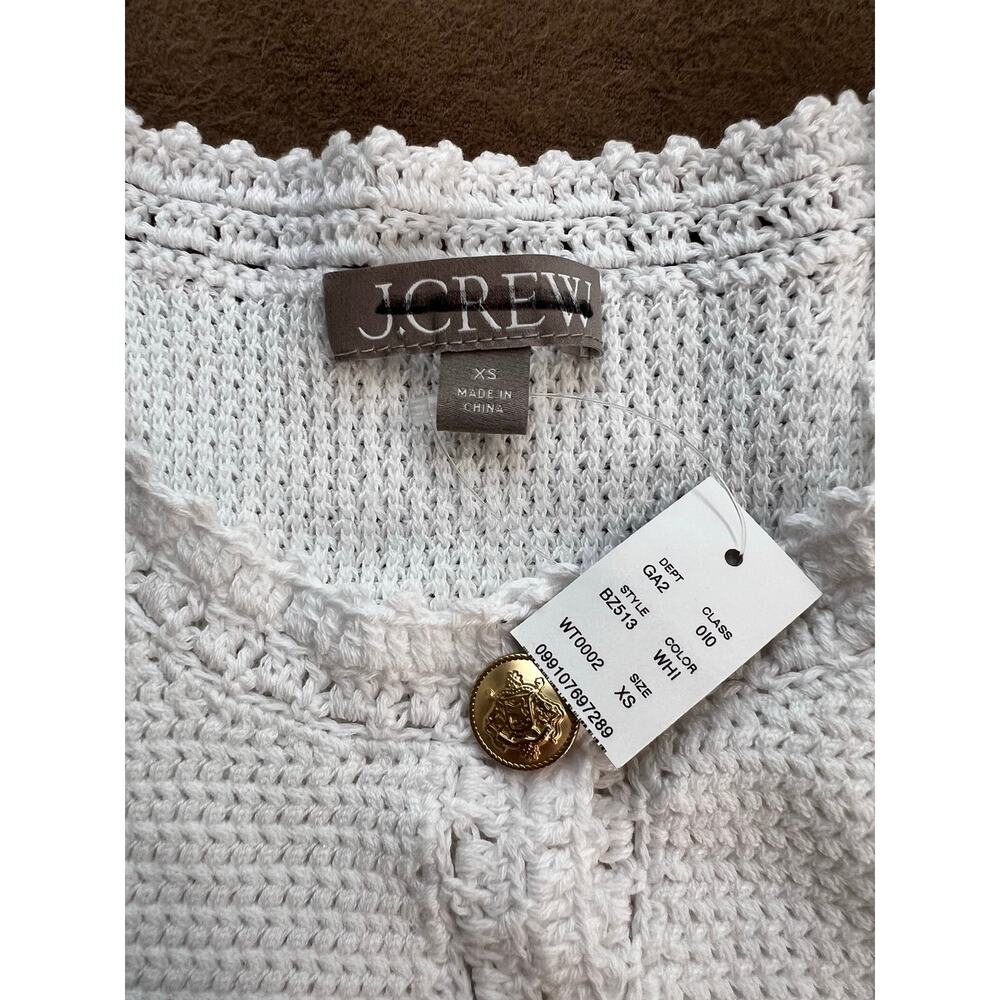 J. Crew White Cotton Blend Crochet Knit Short Sleeve Cropped Top NWT Size XS - Picture 6 of 10